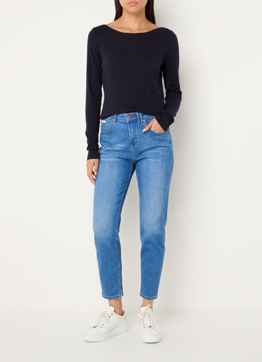 Marc O'Polo Longsleeve met boothals - voorkant 2 donkerblauw