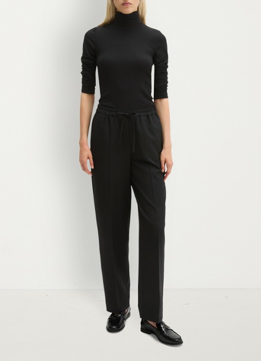 Marc O'Polo Longsleeve met col - voorkant 4 black / zwart