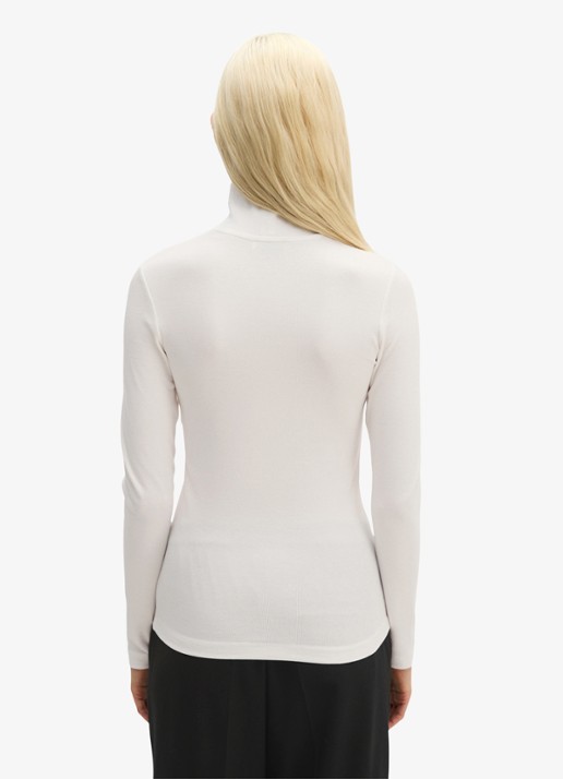Marc O'Polo Longsleeve met col - achterkant 3 white cotton / wit