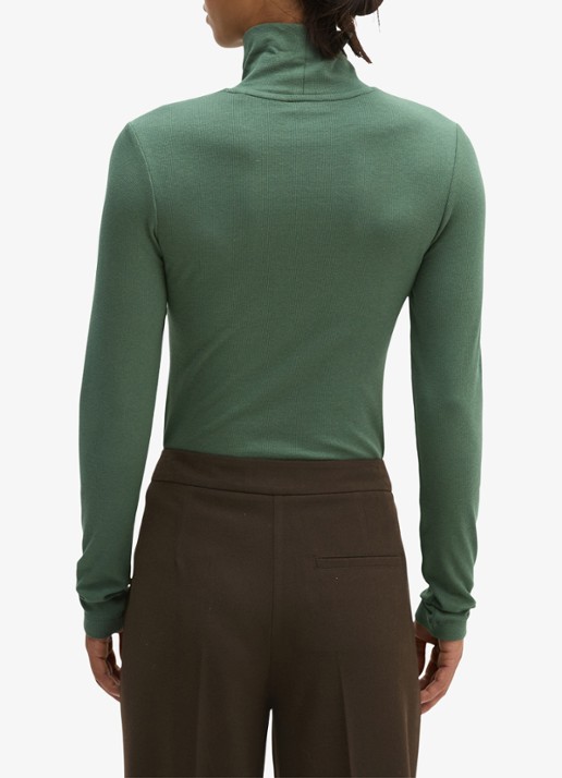 Marc O'Polo Longsleeve met col - achterkant 5 smooth sage / groen
