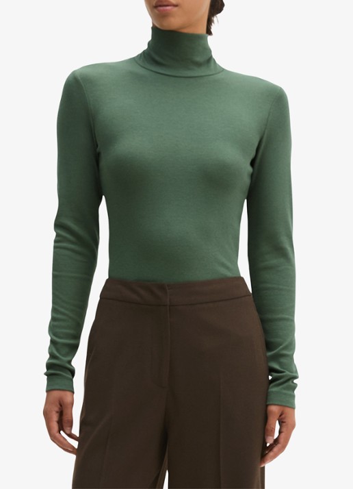 Marc O'Polo Longsleeve met col - detail smooth sage / groen