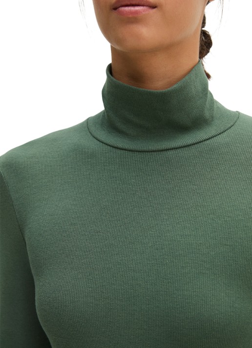 Marc O'Polo Longsleeve met col - detail 2 smooth sage / groen