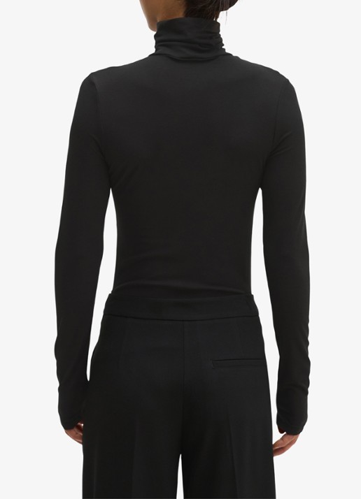 Marc O'Polo Longsleeve met col - achterkant 5 black / zwart