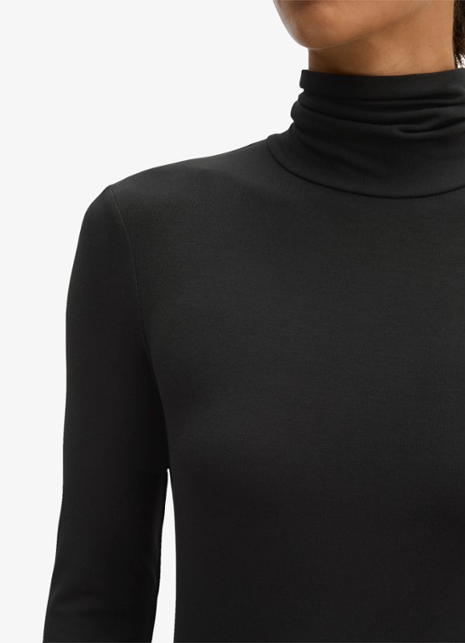Marc O'Polo Longsleeve met col - detail 2 black / zwart