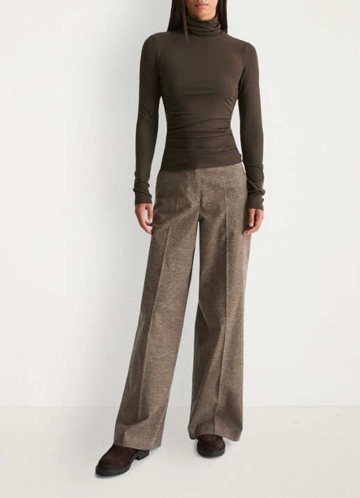 Marc O'Polo Longsleeve met col - voorkant 2 burnt coffee / bruin