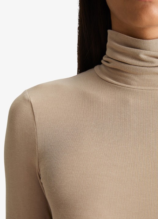 Marc O'Polo Longsleeve met col - detail 4 earthy taupe / taupe