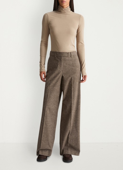 Marc O'Polo Longsleeve met col - voorkant 2 earthy taupe / taupe
