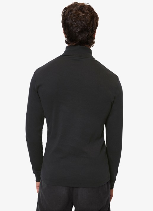 Marc O'Polo Longsleeve met col - achterkant 3 zwart
