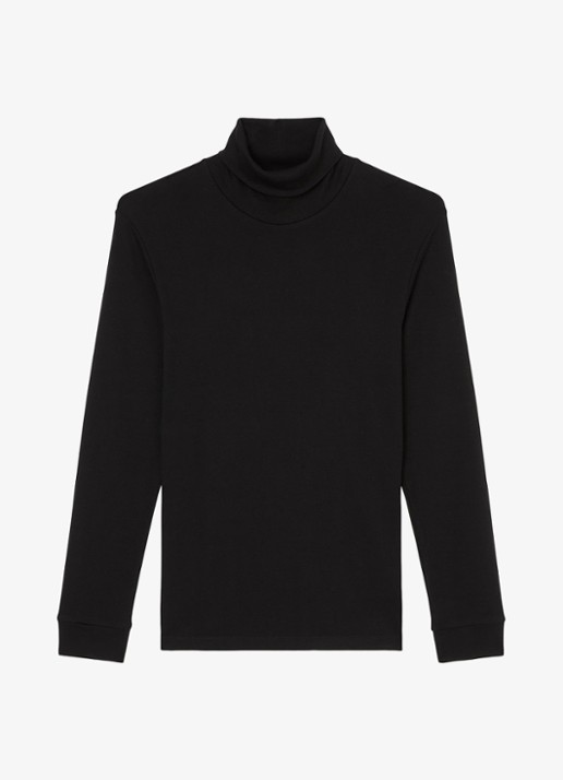 Marc O'Polo Longsleeve met col - voorkant zwart