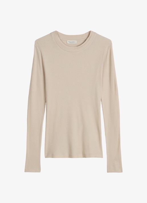 Marc O'Polo Longsleeve met ribstructuur - voorkant 4 beige