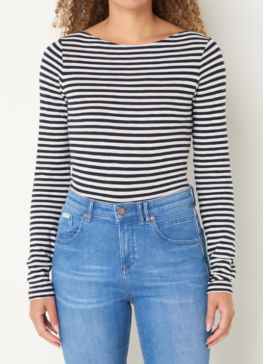 Marc O'Polo Longsleeve met streepprint en boothals