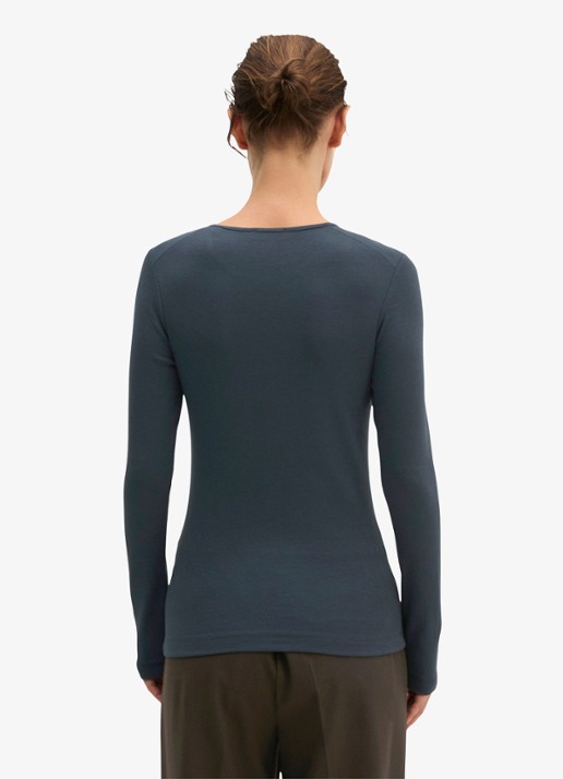 Marc O'Polo Longsleeve met stretch - achterkant donkerblauw