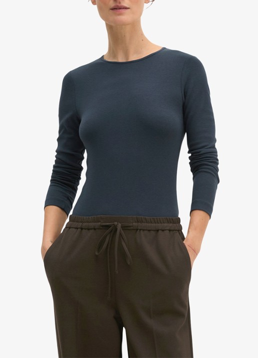 Marc O'Polo Longsleeve met stretch - detail 2 donkerblauw