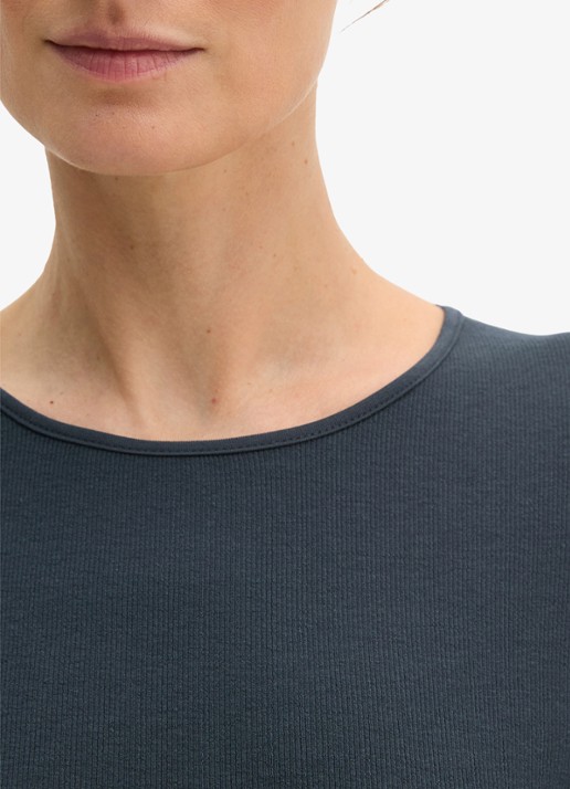 Marc O'Polo Longsleeve met stretch - detail 3 donkerblauw