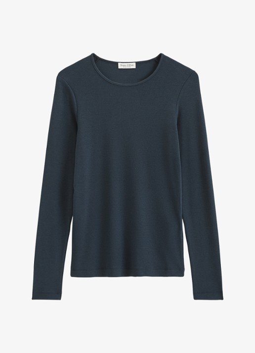 Marc O'Polo Longsleeve met stretch - voorkant 4 donkerblauw