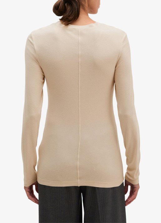 Marc O'Polo Longsleeve met stretch - achterkant 5 naturel