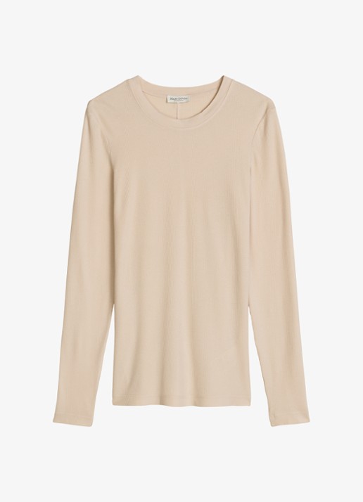 Marc O'Polo Longsleeve met stretch - voorkant naturel