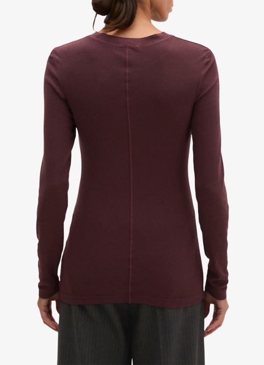 Marc O'Polo Longsleeve met stretch - achterkant 5 bordeauxrood