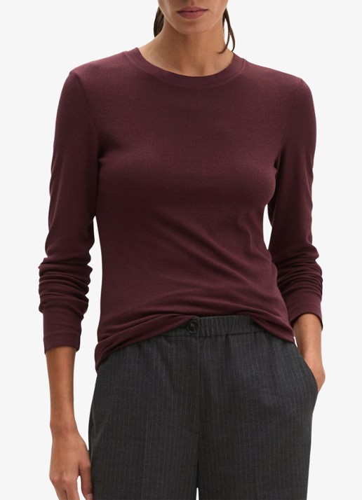 Marc O'Polo Longsleeve met stretch - detail 3 bordeauxrood