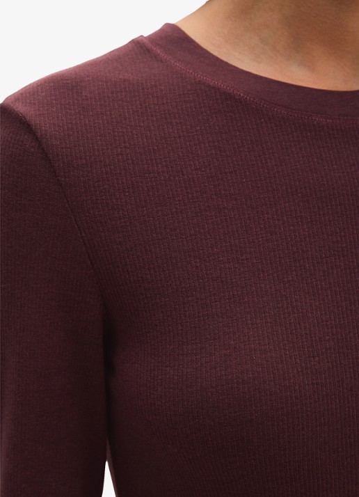 Marc O'Polo Longsleeve met stretch - detail 4 bordeauxrood