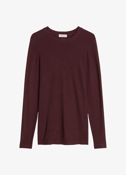 Marc O'Polo Longsleeve met stretch - voorkant bordeauxrood