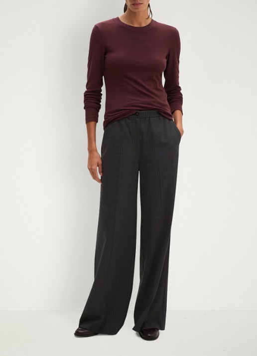 Marc O'Polo Longsleeve met stretch - voorkant 2 bordeauxrood
