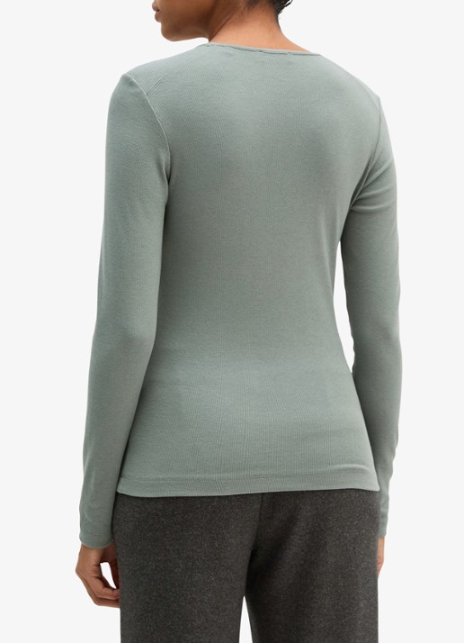 Marc O'Polo Longsleeve met stretch - achterkant blauwgrijs