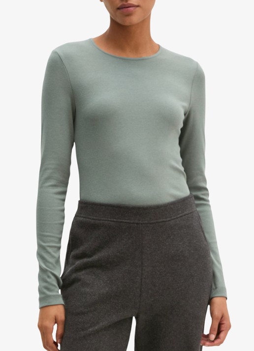 Marc O'Polo Longsleeve met stretch - detail 2 blauwgrijs