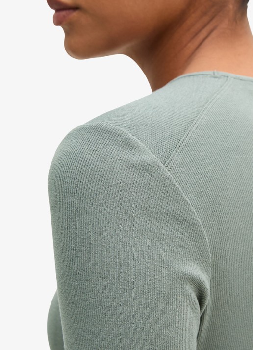 Marc O'Polo Longsleeve met stretch - detail 3 blauwgrijs