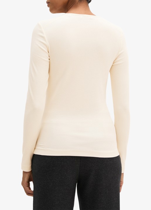 Marc O'Polo Longsleeve met stretch - achterkant 5 gebroken wit