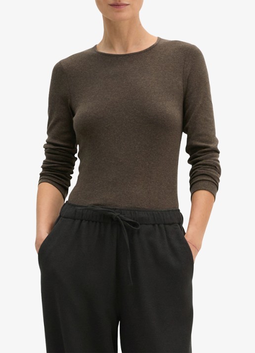 Marc O'Polo Longsleeve met stretch - detail 2 bruin
