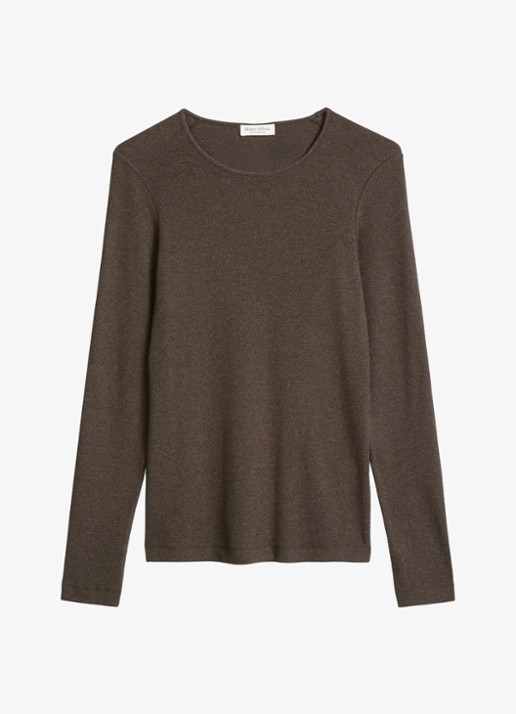 Marc O'Polo Longsleeve met stretch - voorkant 4 bruin