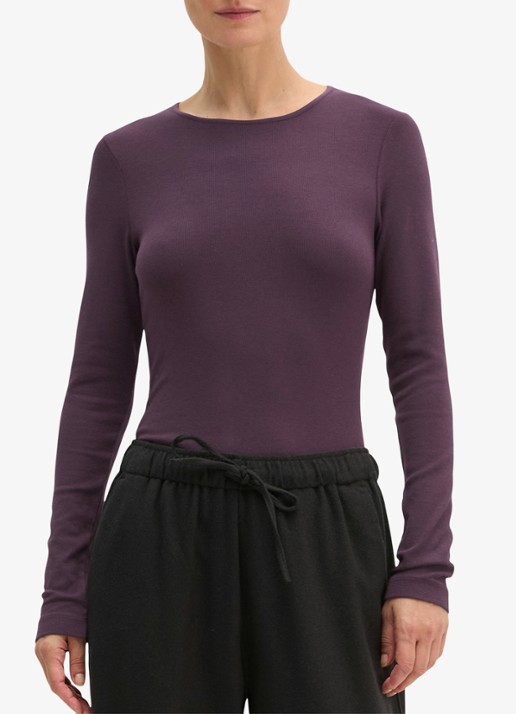 Marc O'Polo Longsleeve met stretch - detail paars
