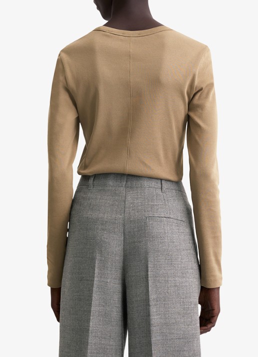 Marc O'Polo Longsleeve van katoen - achterkant 5 bruin