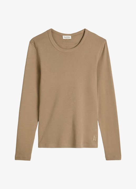 Marc O'Polo Longsleeve van katoen - voorkant bruin