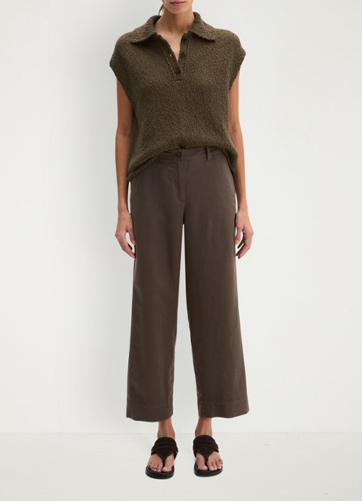 Marc O'Polo Loose fit broek met steekzakken - voorkant 5 donkerbruin