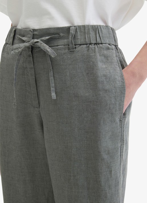Marc O'Polo Loose fit broek met trekkoord - detail 2 slate grey melange-0777 / grijs