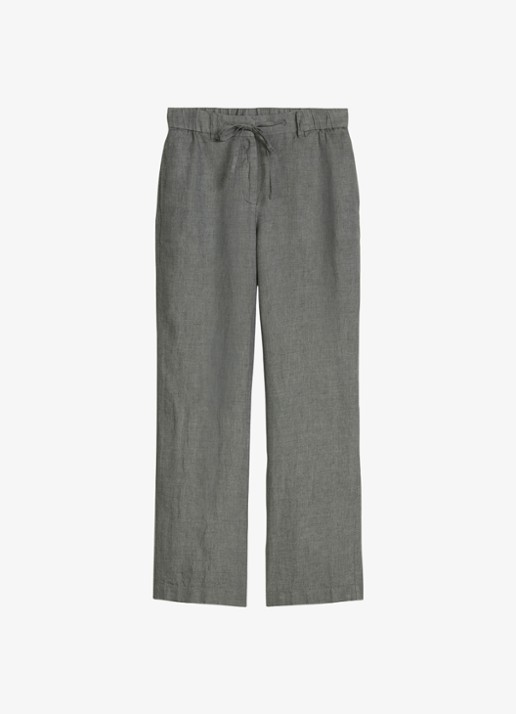 Marc O'Polo Loose fit broek met trekkoord - voorkant 5 slate grey melange-0777 / grijs