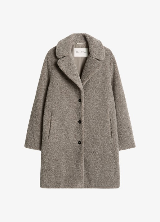 Marc O'Polo Mantel van teddy - voorkant taupe