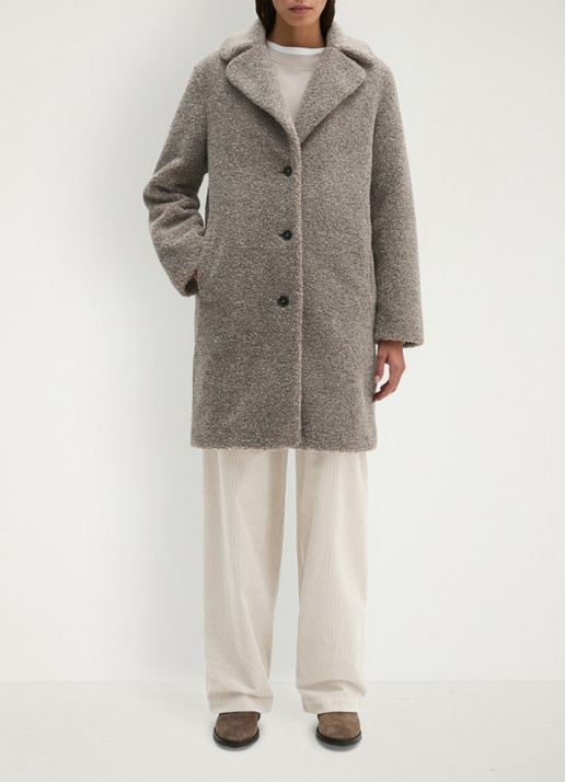 Marc O'Polo Mantel van teddy - voorkant 2 taupe