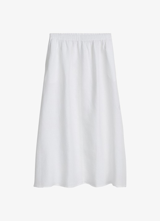 Marc O'Polo Maxi rok van linnen met plooien - voorkant white-0163 / wit