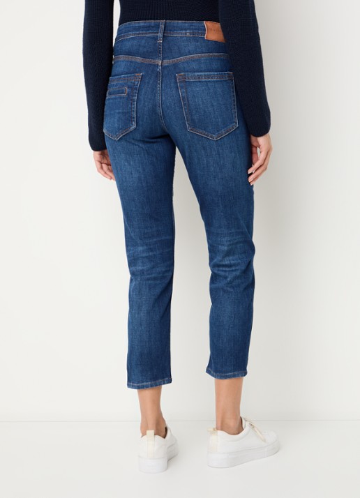 Marc O'Polo Mid waist cropped slim fit jeans met stretch - achterkant 3 indigo