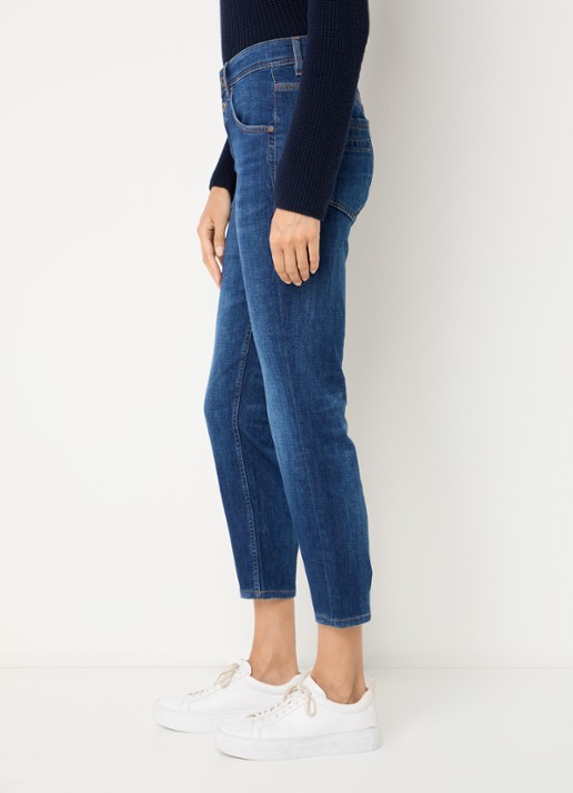 Marc O'Polo Mid waist cropped slim fit jeans met stretch - detail 2 indigo