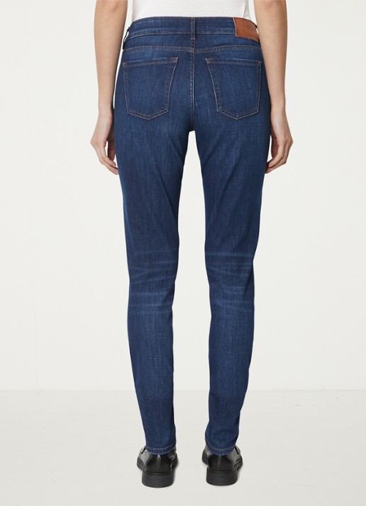Marc O'Polo Mid waist slim fit jeans in  katoenblend - achterkant 2 indigo