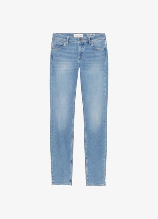 Marc O'Polo Mid waist slim fit jeans van  katoen met steekzakken - voorkant indigo