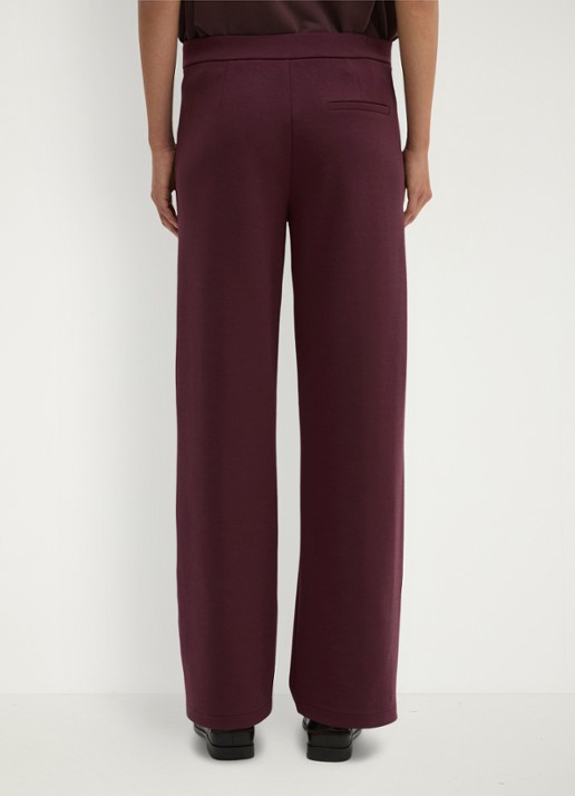 Marc O'Polo Mid waist wide fit pantalon met gemêleerd dessin - achterkant 3 kersenrood