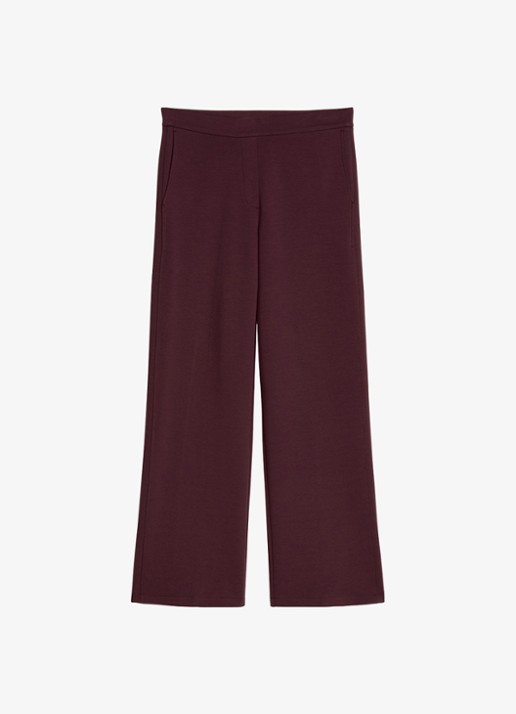 Marc O'Polo Mid waist wide fit pantalon met gemêleerd dessin - voorkant 4 kersenrood