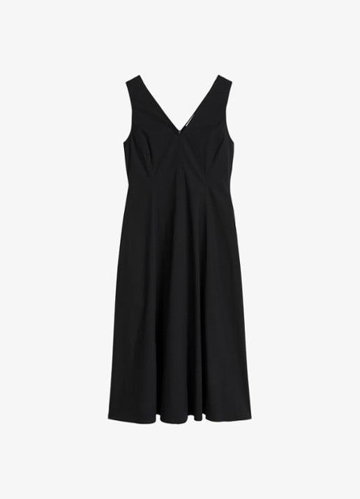 Marc O'Polo Midi A-lijn jurk met V-hals - voorkant black / zwart