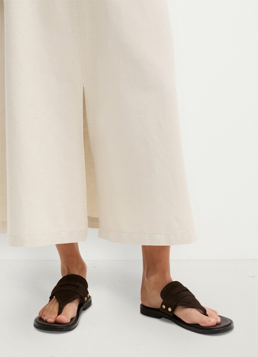 Marc O'Polo Midi A-lijn rok in lyocell blend met split - detail 4 beige