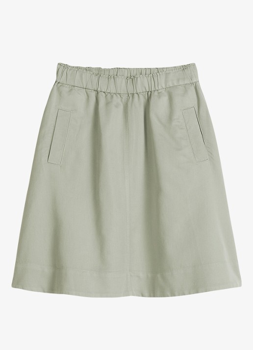Marc O'Polo Midi A-lijn rok in lyocell blend met steekzakken - voorkant 2 lindegroen